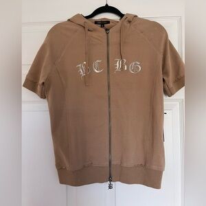 BCBG Toast Short Sleeve Hoodie with Zipper NWT Size Large